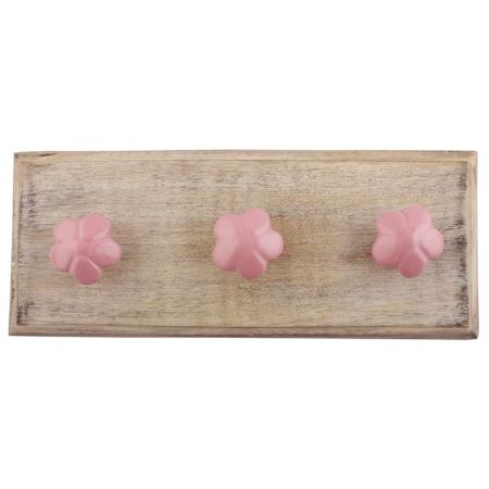 Pink Flower Ceramic Wooden Hooks Online